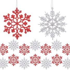 MELLIEX Pack of 24 snowflakes Christmas decoration, Christmas tree decorations, glitter snowflakes decoration, hanging ornaments, Christmas tree decorations, snowflake pendants.