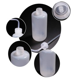 2 PCS 500ML 17.6OZ Plastic White Translucent Squeeze Wash Bottles with Graduated Measuring Container Bent Curved Tip Nozzle Condiment Sauce Storage Dispenser Gardening Lab Supplies