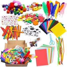 Children's Craft Set Kids DIY Art Craft Materials Supplies Kit Pipe Cleaners Pompons Buttons Googly Eyes for Kids DIY Art Supplies