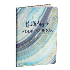 A to Z Telephone Address Book A-Z Index Hard Back Cover with Pen Address Book Home Office Work Blue (Marble)