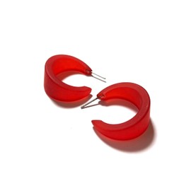 Cherry Red Small Marilyn Hoop Earrings | frosted retro style vintage lucite hoops - MARS-RD-1