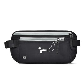 Travel Money Belt Secure RFID Blocking Money Belts for Travel Hidden Men Waterproof Undercover Travel Waist Bag Anti Theft Travel Wallet for Passport, Phone, Credit Cards & Cash, Dark Grey