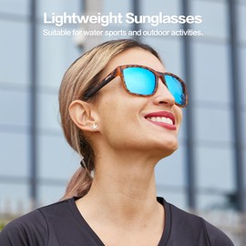 Jefoo Polarized Fishing Sunglasses for Men Women Kayaking Surfing Driving Lightweight Sports Sun Glasses UV Protection, Tortoise Frame / Ice Blue Mirrored Lens, Medium