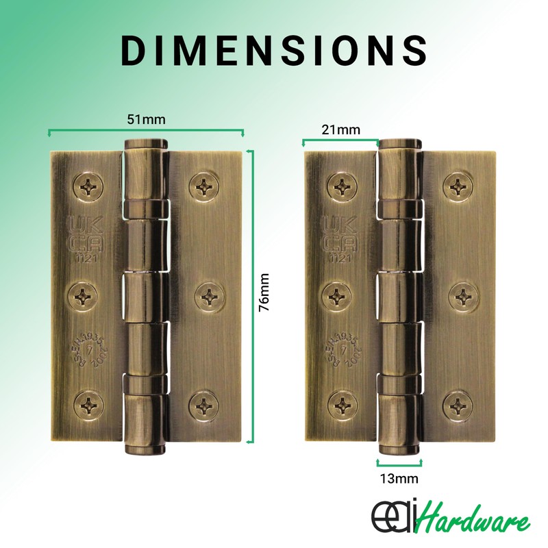 EAI Bronze Door Hinges | 3 Inch / 76mm Florentine