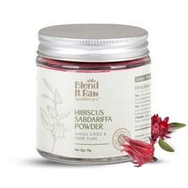 Blend it Raw Apothecary 100% Natural Hibiscus Sabdariffa Flower Powder (Roselle) for Hair and Skin Care, Removes dead skin cells, Cruelty-free and Vegan - 70g