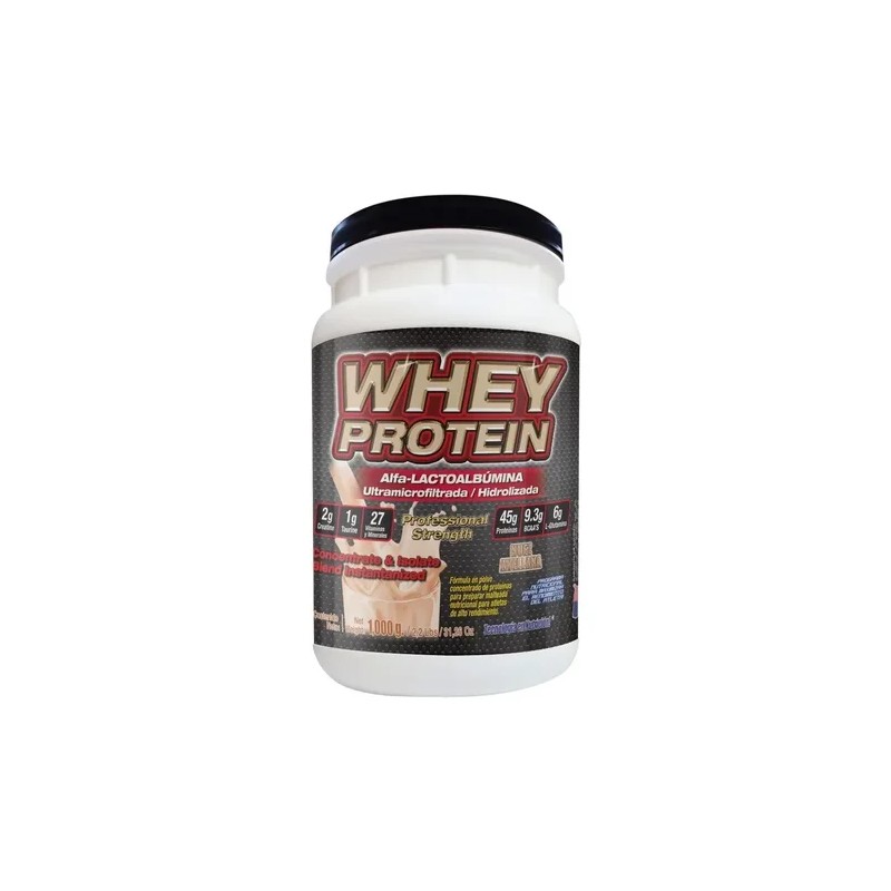 Whey Protein 1,000 Gr Alfa-lactoalbúmina Fnt Sabor Fresas Con Crema