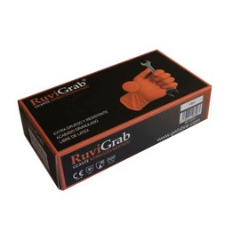 Ruvigrab - Disposable Nitrile Diamond Orange High Strength Gloves for Mechanics, Workshop, Industrial, Construction and Chemistry, Latex Free