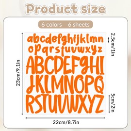 312PCS Letter Stickers, 6 Sheets Lowercase & Capital Self Adhesive Alphabet Stickers, 1 Inch/2 Inch Vinyl Alphabet Sticker, Waterproof Letter Decals for Scrapbooking and Water Bottles (Rainbow Color)