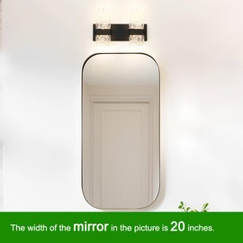 Modern Matte Black 4-Lights Bathroom Vanity Light, LED Bathroom Light Fixtures Over Mirror, Dimmable Acrylic Wall Lighting Fixtures, Hardwired Wall Light(H9.25in, L13.78in)