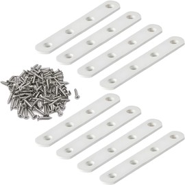 AxleCore 8 Pack 4 Inch Flat Bracket Straight Brace, White Stainless Steel Mending Plates, Heavy Duty Repair Brackets for Wood with Mounting Screws