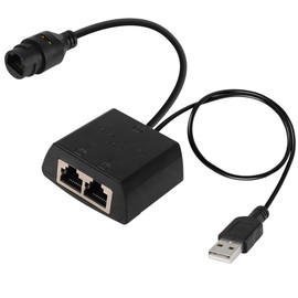 QIANRENON RJ45 1 to 2 Network Splitter Divider 2 Port 100M Ethernet Share Connector, with USB Powered,Support 2 Port to Access The Internet at The Same Time.for Router Computer TV Set-top Boxe