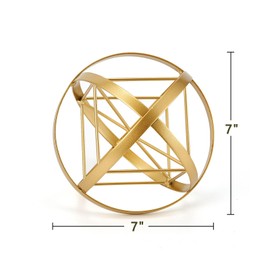 HLQMFHT Escultura abstracta geométrica de metal de 7 pulgadas, esfera de decoración de escultura geométrica de metal, decoración de mesa para sala de estar, estudio, recámara, decoración moderna del