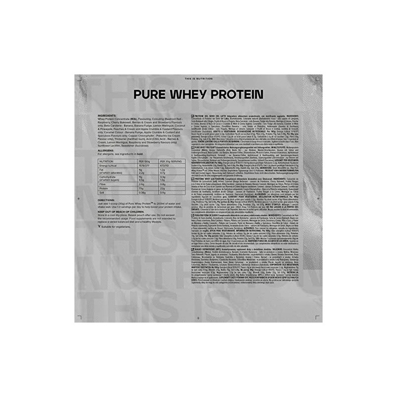 Bulk Pure Whey Protein Pulver, Eiwei√üpulver, Beeren mit Sahne, 1