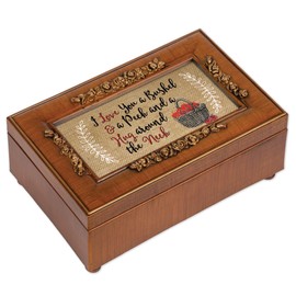 Cottage Garden I Love You Bushel and a Peck Woodgrain Embossed Rose Petite Music Box Plays You are My Sunshine