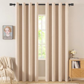 Black Curtain Rods for Windows, 28 to 48 Inch Adjustable Modern Curtain Rod, 5/8 Diameter Heavy Duty Easy to Install Curtain Rod with Brackets, Decorative Curtain Rods with End Cap Design