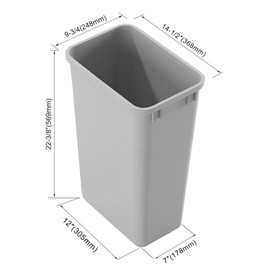 Dowell Kitchen & Bath Dowell 50L Wastebasket Trash Container, 52.8Qt/13.2Gal, Plastic, Stackable, for Kitchen/Bathroom/Office, Fits Under Sink/Desk (Grey 4000 50 04)