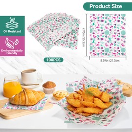Deli Paper Sheets, 21.5 x 25 cm, Wax Paper for Food, Burger Paper, Greaseproof Paper, Sandwich Wrap Paper, Cheese Paper, Wax Paper, Candy Paper, Christmas Pack of 100