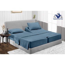 Split Sheet Set for Adjustable Beds - 800 Thread Count - 100% Egyptian Cotton Sateen Weave - 5 PC Bed Sets - 15" Deep Pocket - All Around Elastic - (5 PC Split California King, Mediterranean Blue)