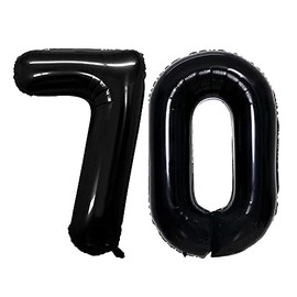 GOER Number 70 Balloons for 70th Birthday Party Decorations,42 Inch Jumbo Foil Helium Balloons for 70th Anniversary (Black)