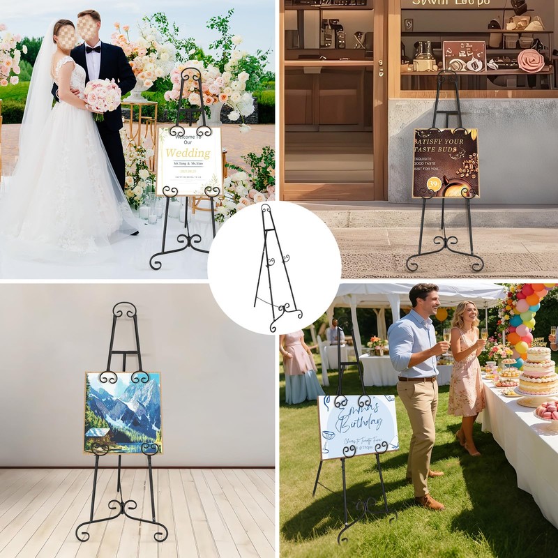Black Easel Stand for Sign, Adjustable Display Easel Stand with
