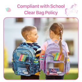 Bagseri Clear Backpack for Girls - 15 Inch Clear Bookbag for Kids Aged 3 to 8 Heavy Duty Transparent Backpack for School, Cute See Through Bag with Reflective Strip, Purple Tie-dye