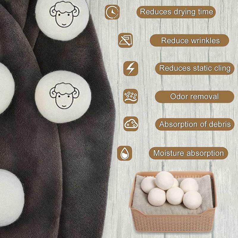 Wool Dryer Balls, Handmade Natural 100% Wool Tumble Dryer Balls,