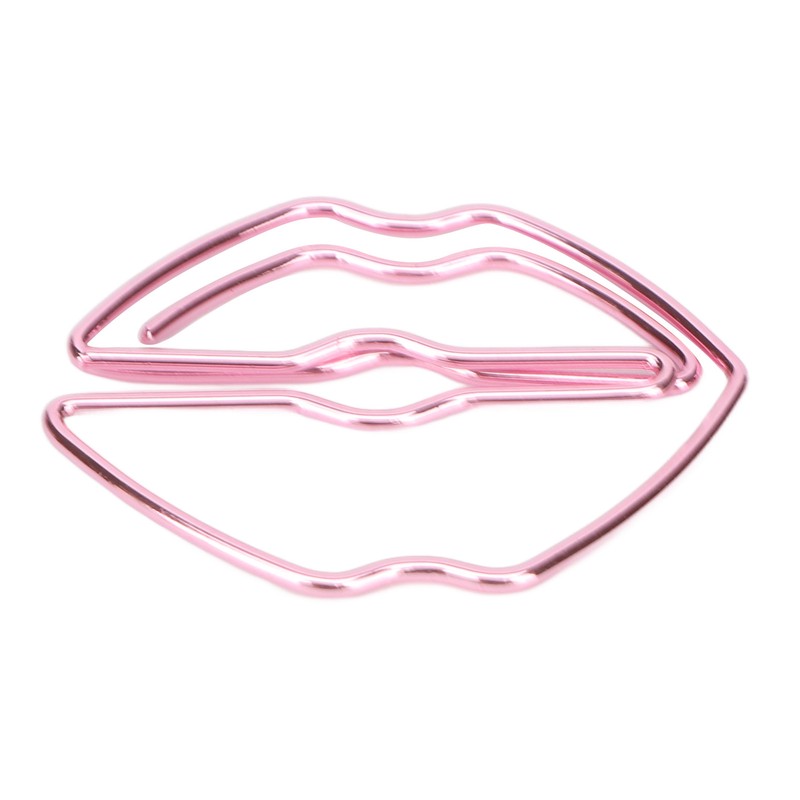 100pcs Paper Clips Portable Purple Lip Shape Rustproof Electroplated Metal