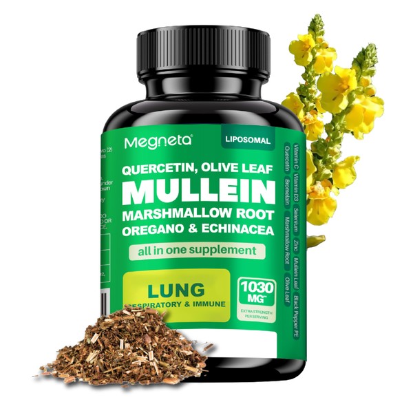 MEGNETA Lung Health Support Capsules – Mullein Leaf, Olive Leaf,