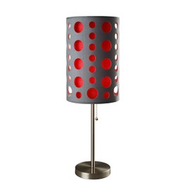 Ore International, Inc Ore International 9300T-GY-RD Modern Retro Table Lamp, 33-Inch, Grey/Red