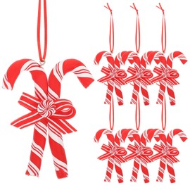 Candy Cane Hanging Ornaments Bulk Candy Christmas Ornaments, 6 Pack Christmas Tree Ornaments Christmas Hanging Decorations for Xmas Holiday Party Home Decor Office Decor