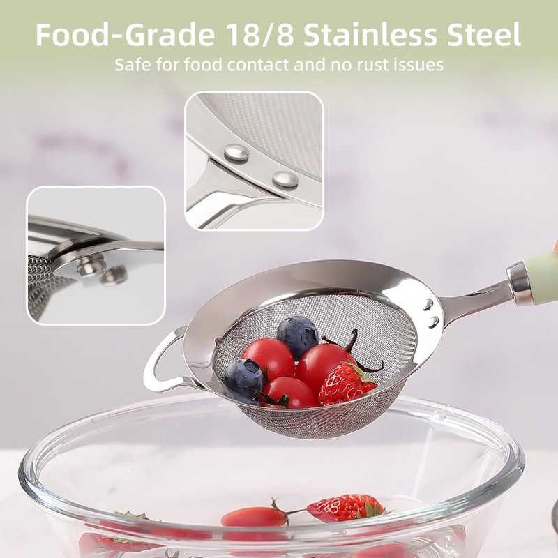 YENXIKU Stainless Steel Strainers Fine Mesh Sieve, Sifter for Baking,