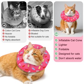 Soft Inflatable Cat Cone Collar - Adjustable Cat Donut Collar for Recovery, Stop Licking, Cat E Collar Suitable for Small Medium Large Cats and Kittens Pet (Donut Pink)