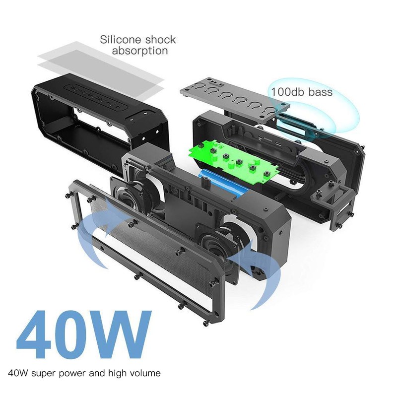 Wireless Bluetooth Speaker Multifunctional IPX7 Waterproof High Power 40W Heavy