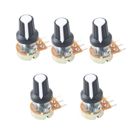 FOXTIP 5Pcs WH148 500K Ohm Variable Resistors Single Turn Rotary Carbon Film Taper Potentiometer
