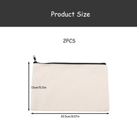Rumyve2 pcs Blank Canvas Zipper Bag, Multi-Purpose Pure Canvas Pencil Case Painting, Blank DIY Craft Bag for Travel Craft School Toy Bag Makeup Bag