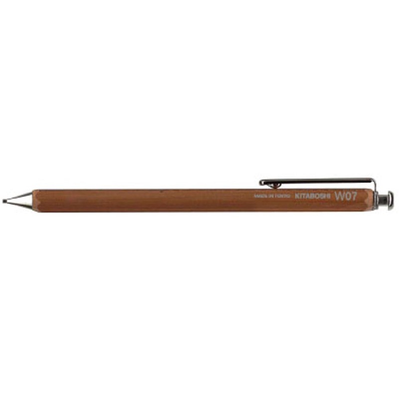 Kitaboshi 0.7mm Mechanical Pencil, Wooden Barrel, #0 2B, Black Lead,