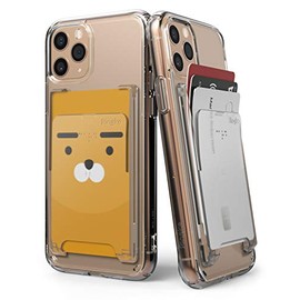 Ringke Slot Card Holder Designed for Smartphones, Adhesive Stick On Wallet Case Minimalist Slim Hard Premium Credit Card Cash Sleeve - Clear Mist