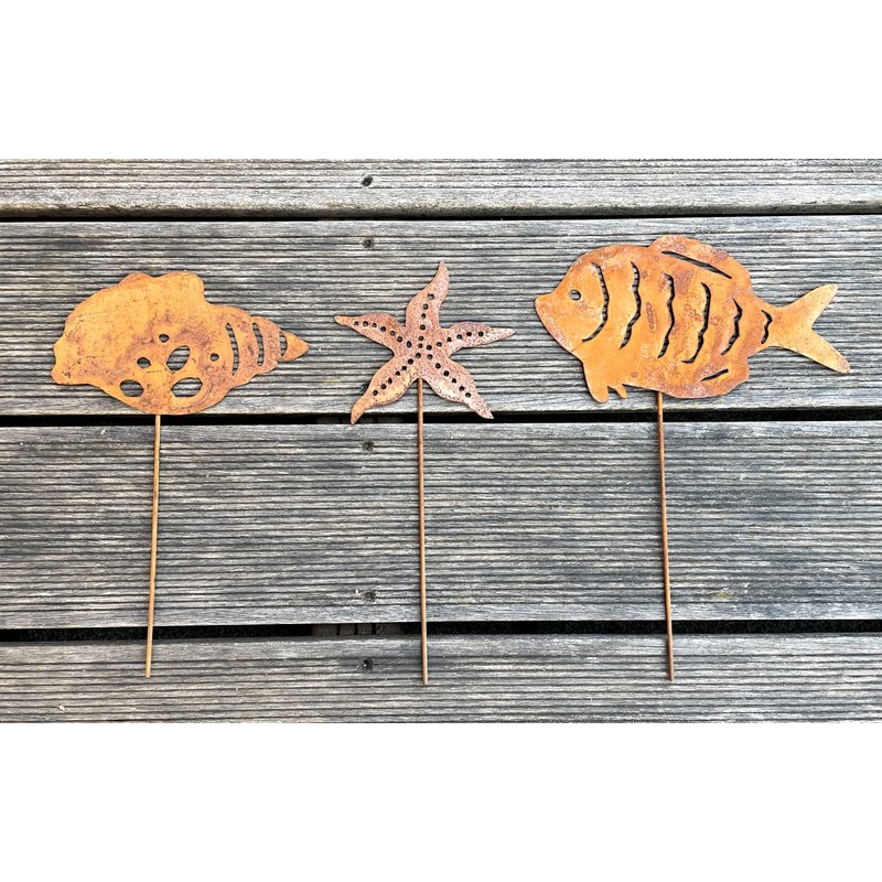 LB H&F Set of 3 Garden Stakes, Maritime Decorative Garden