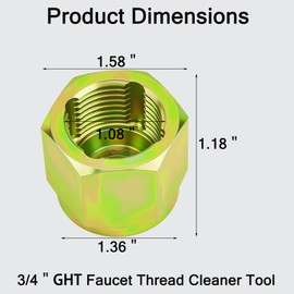Evangenial 05265 Faucet Thread Cleaner Tool Hex, 3/8 Inch Socket Drive Hose Thread Cleaning Repair Tool + 19mm Stainless Steel Bore Brush with 1/4" Hex Shank, 3/4" GHT Outdoor Faucet Kit (1-Set)