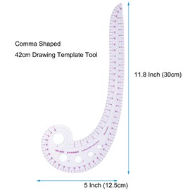 OKDEALS French Curve Ruler Sewing, Comma Shaped 42cm Drawing Template Tool, Drafting Clothes Sleeves 2 Pack