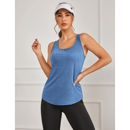 PINSPARK Workout Tops for Women Yoga Top Moisture Wicking Loose Long Gym Shirt Running Exercise Racerback Tanks Soft XXL