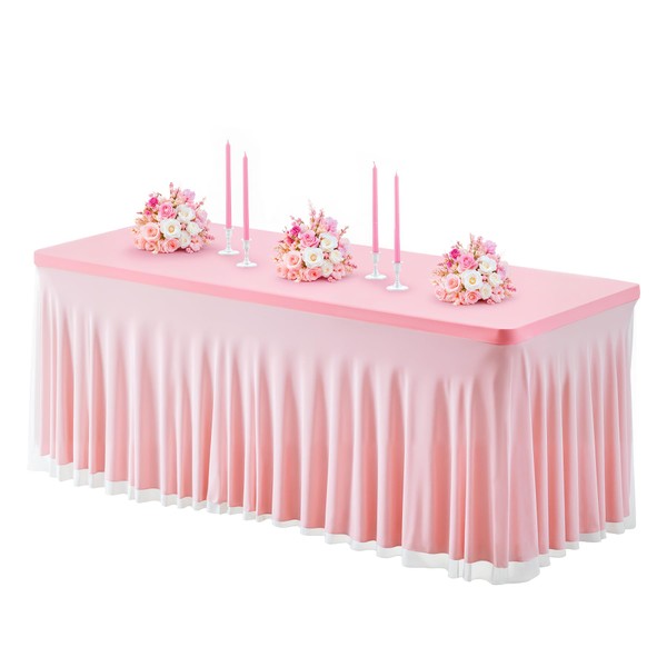 Wish Care Pink Tulle Rectangle Tablecloth - 6 Foot Rectangle