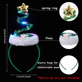 Luinabio 2 Pieces Christmas Headbands Glowing Costume Headwear Accessories Hair Hoop with 3D Designs for Holiday Party (Stylish Style)