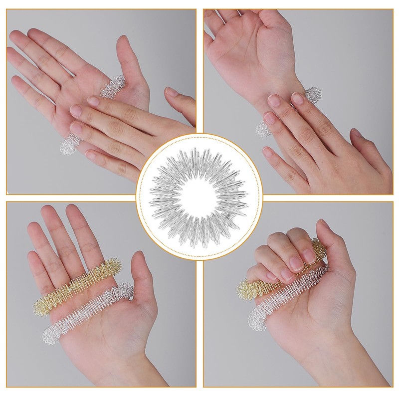 Pack of 10 Acupressure Ring Set, Finger and Wrist Massage