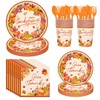 80 Pcs Thanksgiving Paper Plates and Napkins, Fall Disposable Dinnerware