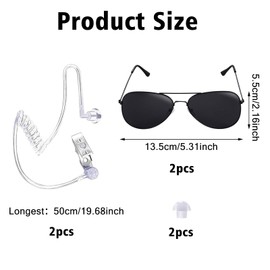 Spy Earphones Toy, Pack of 4 Agent Costume Accessories with Earphones, Sound Tube and Black Sunglasses, Role Play Security Costume Accessories, Spy Costume Accessories for Children, Cosplay Party,