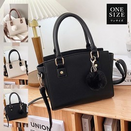 Tokohana Women's Shoulder Bag, Crossbody Crossbody Shoulder Bag, 2-Way Mini Bag, Pom Pom Keychain, Commute, Cute, Stylish, Korean, black