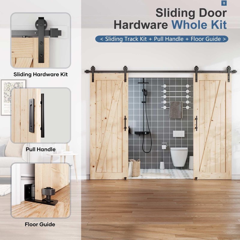 EaseLife 10FT Double Door Sliding Barn Door Hardware Track Kit