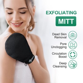 3 PCS Exfoliating Glove and Mitts, Removes Dead Skin and Fake Tan with Kessa Body Scrub Glove Set for Deep Body Cleansing and Hamam Use.