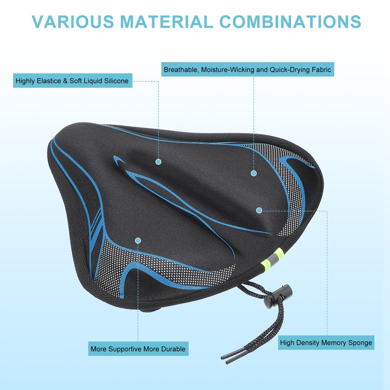 sourcing map Bike Seat Cover Bicycle Saddle Cushion with Large